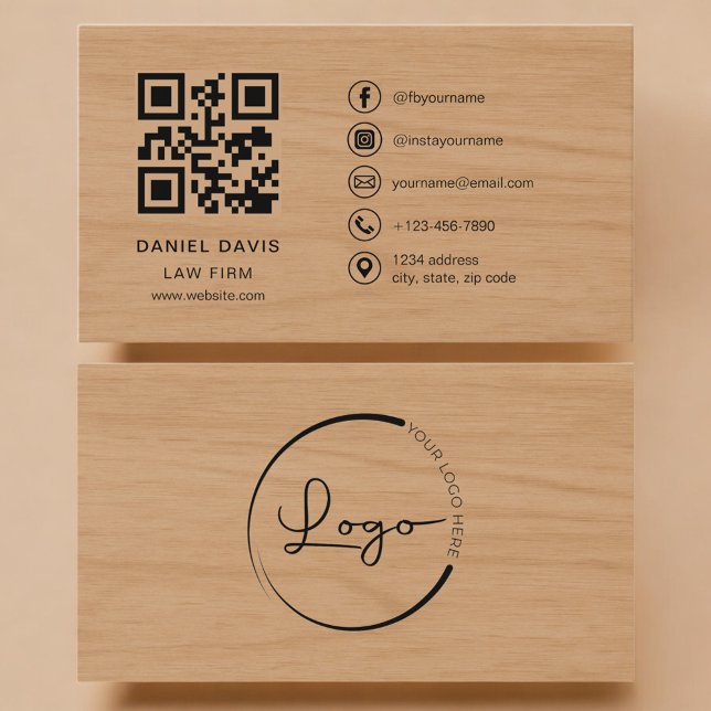 Tarjeta De Visita Law Firm Wood Professional QR Code (Subido por el creador)