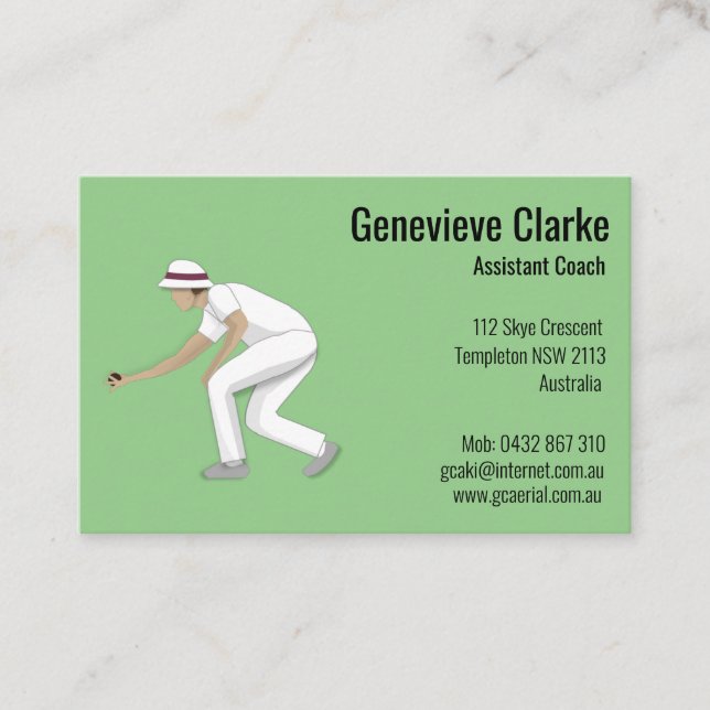 Tarjeta De Visita Lawn Bowls (Anverso)