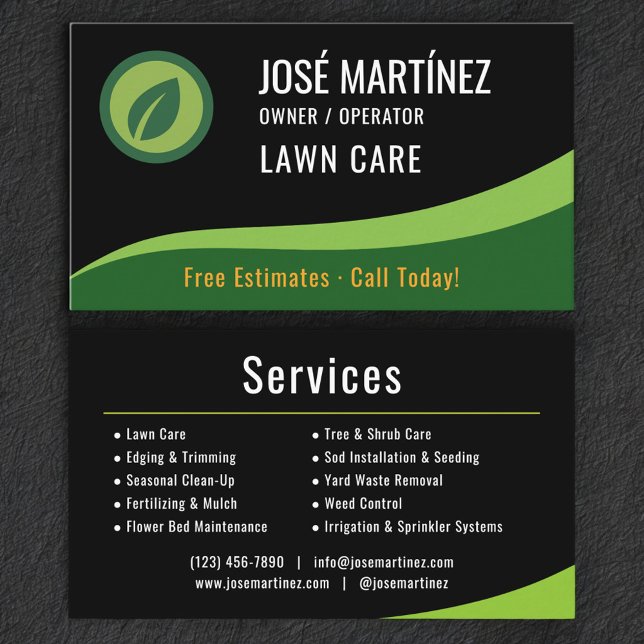 Tarjeta De Visita Lawn Care Black Green  (Subido por el creador)
