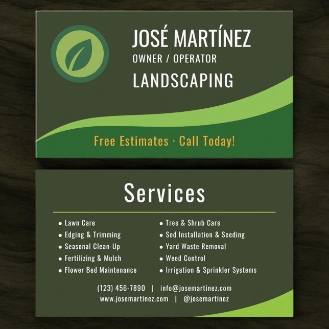 Tarjeta De Visita Lawn Care Landscaping Mowing Service (Subido por el creador)