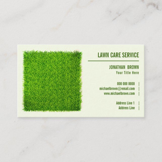 Tarjeta De Visita Lawn Care & Landscaping Riding Mower Grass green (Anverso)