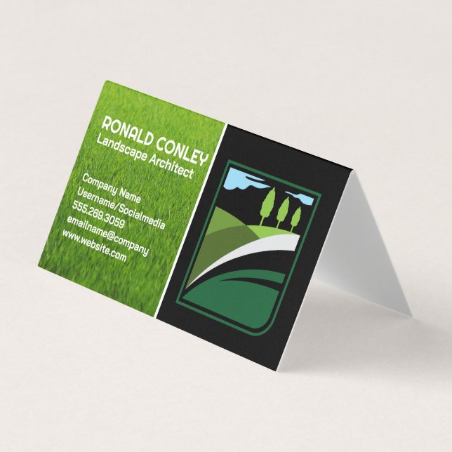 Tarjeta De Visita Lawn Care Service Logo | Landscaping Gardening  (Anverso)