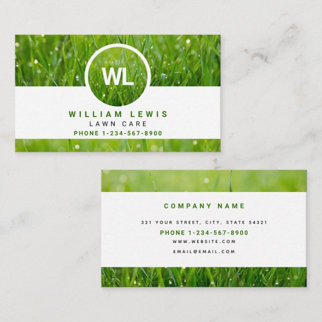 Tarjeta De Visita Lawn Care Simple Business Logo Moderno Paisaje (Anverso / Reverso)