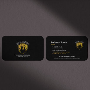 Tarjeta De Visita Lawn Mower Gold Grass Emblem Black Business Cards