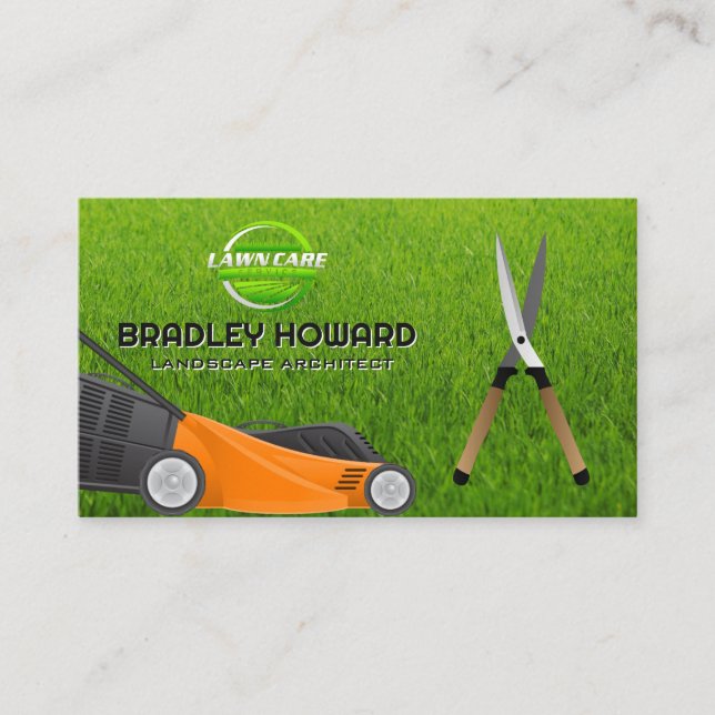Tarjeta De Visita Lawn Mower | Jardinería | Alfileres de borde (Anverso)