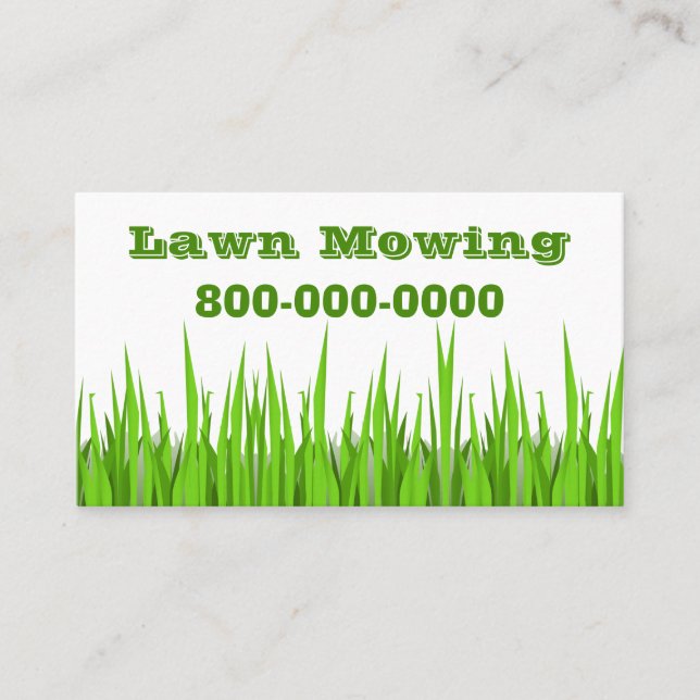 Tarjeta De Visita Lawn Mowing Business (Anverso)