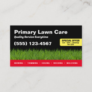 Tarjeta De Visita Lawn Mowing Landscaping Red Black