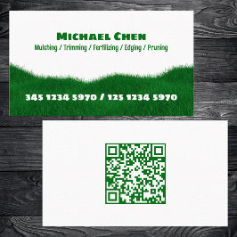Tarjeta De Visita Lawn Mowing Personalizado QR