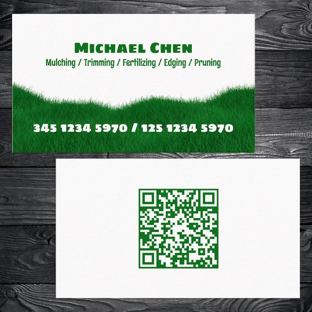 Tarjeta De Visita Lawn Mowing Personalizado QR (Lawn Mowing Custom QR Business Cards)