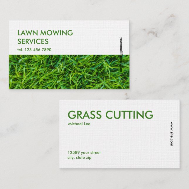 Tarjeta De Visita Lawn Mowing Premium (Anverso / Reverso)