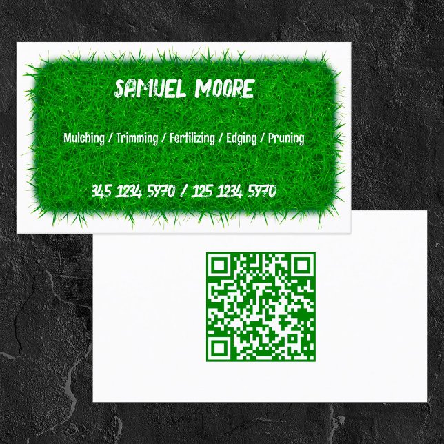 Tarjeta De Visita Lawn Mowing QR (Lawn Mowing QR Business Cards)