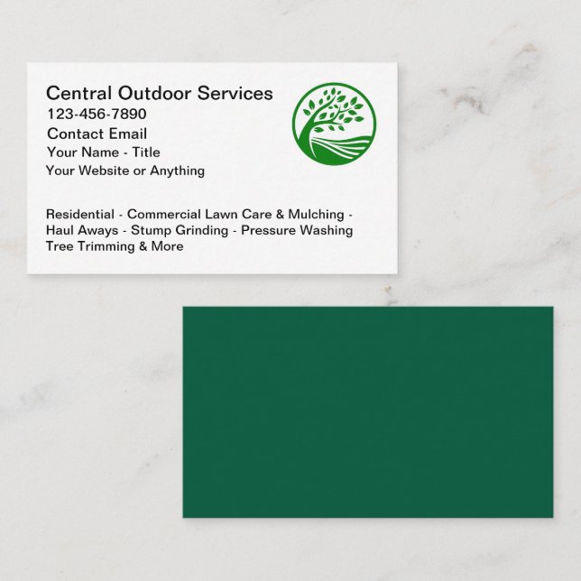 Tarjeta De Visita Lawn Outdoor Services Business Cards Mockup  (Anverso / Reverso)