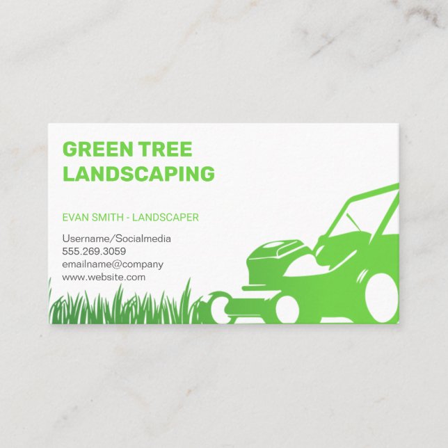 Tarjeta De Visita Lawnmower and Grass | Paisaje (Anverso)