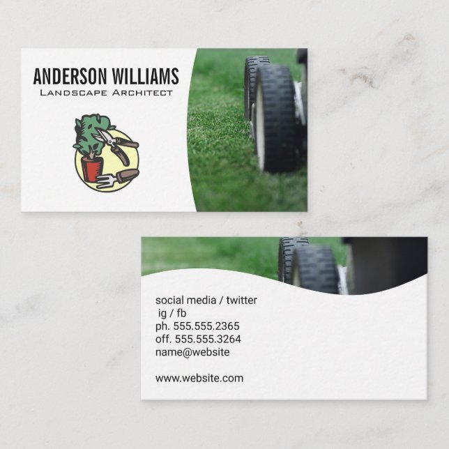 Tarjeta De Visita Lawnmower | Herramientas de jardinería | Paisajism (Anverso / Reverso)