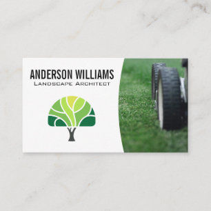 Tarjeta De Visita Lawnmower   Logotipo de árbol