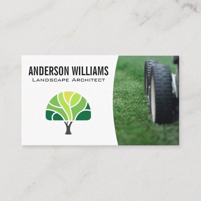 Tarjeta De Visita Lawnmower | Logotipo de árbol (Anverso)