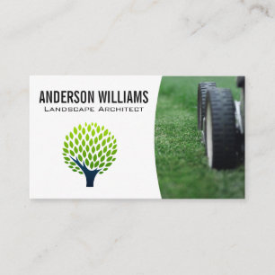 Tarjeta De Visita Lawnmower   Logotipo de árbol estilizado