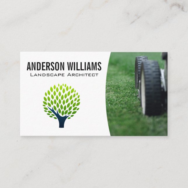 Tarjeta De Visita Lawnmower | Logotipo de árbol estilizado (Anverso)