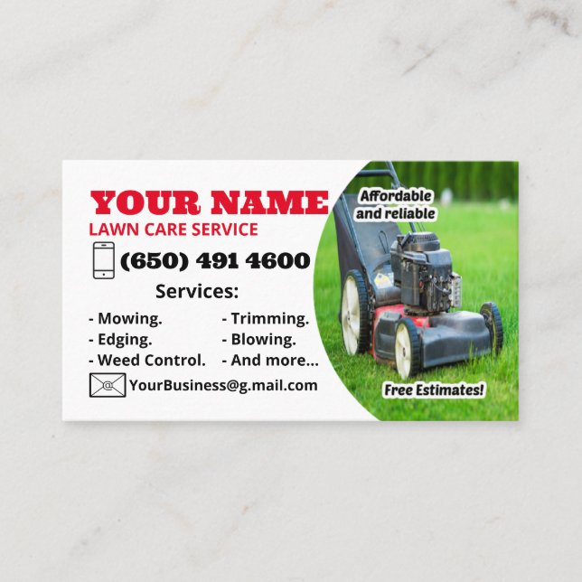 Tarjeta De Visita Lawrence Care Services Business Card Mowing busine (Anverso)
