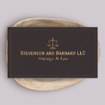 Tarjeta De Visita  Lawyer, Attorney Classic Business Card<br><div class="desc">Deep,  rich suede-like brown (digitally illustrated) accented with gold Copperplate font and justice scale symbol.  I do recommend  premium  card stock for this particular design because of the rich dark color involved.
-size text as desired.</div>