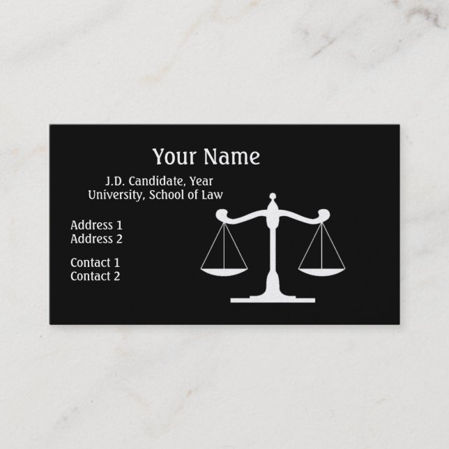 Tarjeta De Visita Lawyer Black (Anverso)