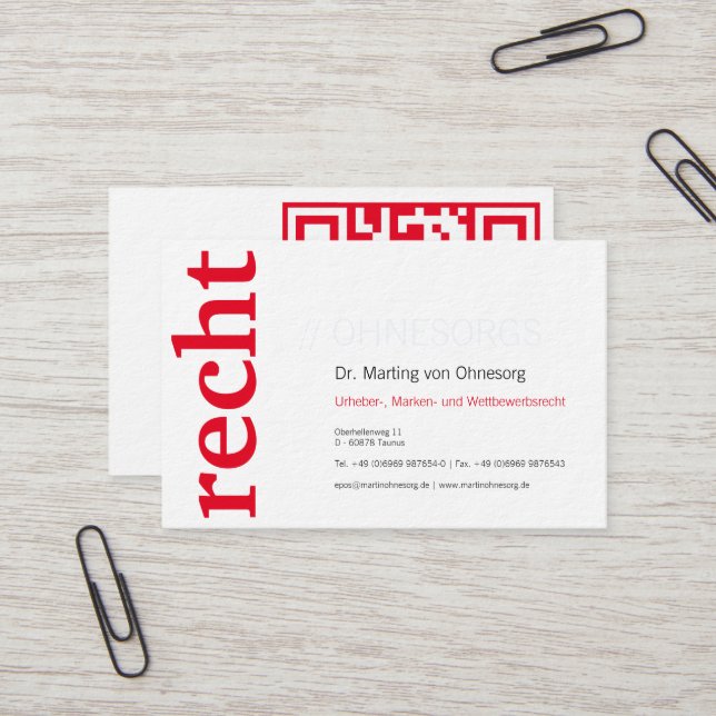 Tarjeta De Visita lawyer with red QR Code business card (Anverso/Reverso In Situ)
