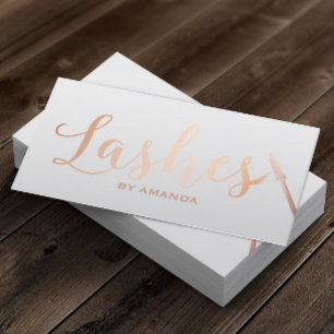 Tarjeta De Visita Lazas Artista de maquillaje Rosa Guión dorado Gris