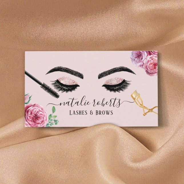 Tarjeta De Visita Lazas Artista De Maquillaje Rubor Floral Eyelash (Subido por el creador)