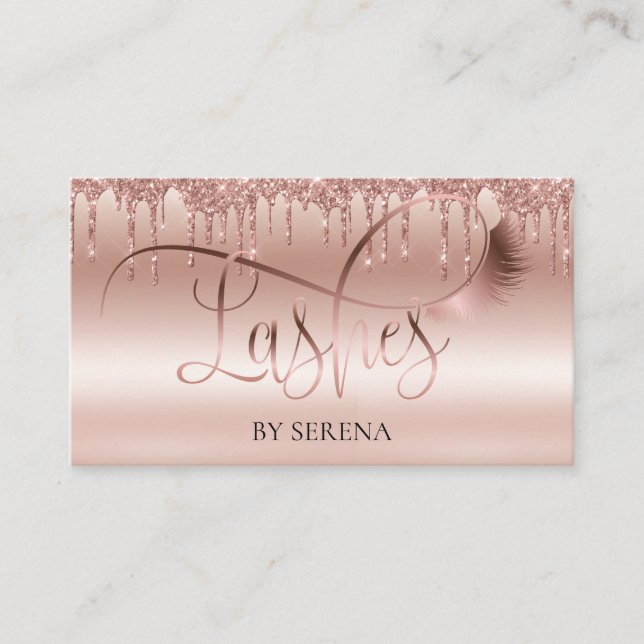 Tarjeta De Visita Lazas Belleza maquillaje Chica Lash Drin Gold (Anverso)
