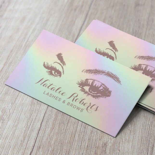 Tarjeta De Visita Lazas Brows Artista de maquillaje Pastel Holográfi (Subido por el creador)