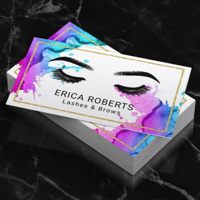 Tarjeta De Visita Lazas Brows Makeup Artista Acuarela Salón De Belle (Subido por el creador)