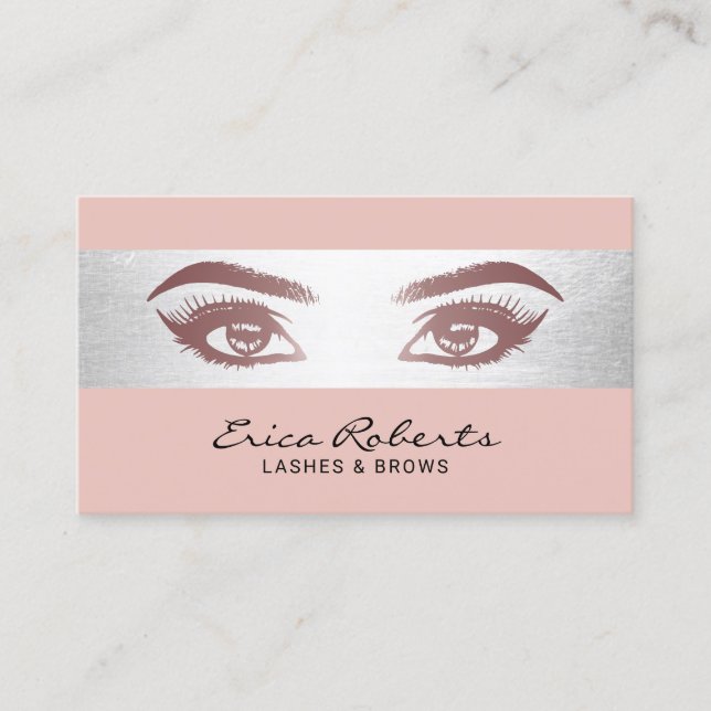 Tarjeta De Visita Lazas Brows Makeup Artista Rosa Salón De Belleza D (Anverso)