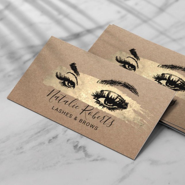 Tarjeta De Visita Lazas Brows Maquillaje Artista Oro Pincel Salon (Subido por el creador)