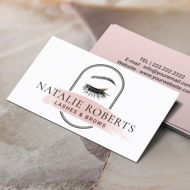 Tarjeta De Visita Lazas Brows maquillaje artista Pincel rosa moderno (Subido por el creador)