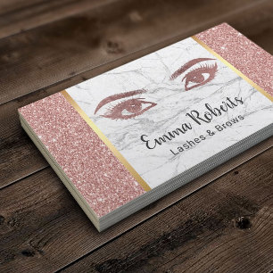 Tarjeta De Visita Lazas Brows maquillaje Artista Rosa Oro & Mármol