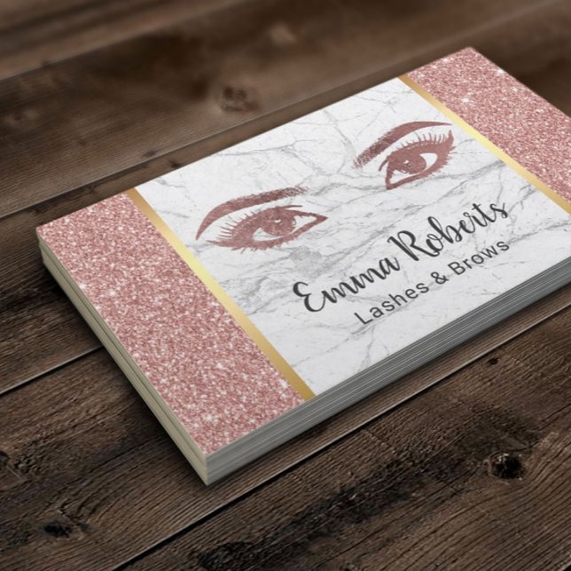 Tarjeta De Visita Lazas Brows maquillaje Artista Rosa Oro & Mármol (Subido por el creador)