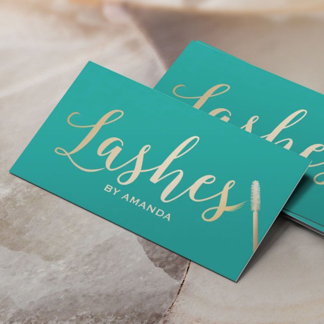 Tarjeta De Visita Lazas de maquillaje Artista Guión de oro Moderno T (Subido por el creador)