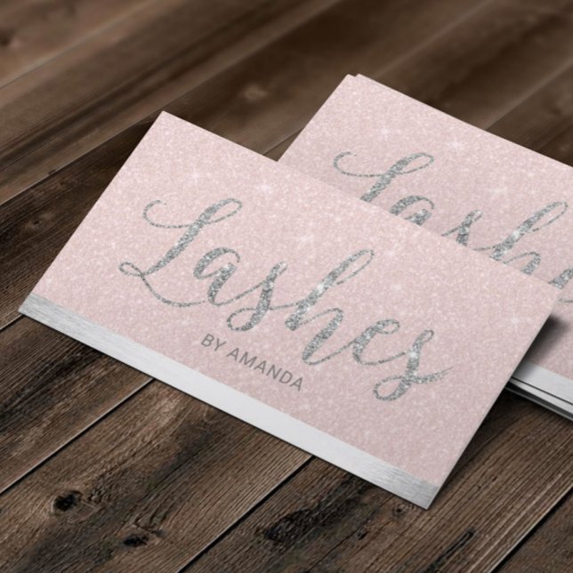 Tarjeta De Visita Lazas maquiladoras artista Rubor rosa y plateado (Subido por el creador)