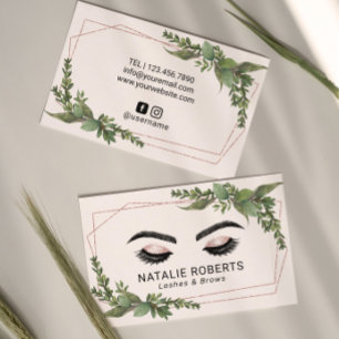 Tarjeta De Visita Lazas maquillado Artista Rosa Oro Verde Geométrica