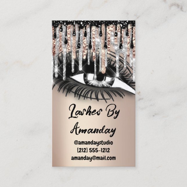 Tarjeta De Visita Lazas maquillaje Perforaciones Negras Código QR Ro (Anverso)