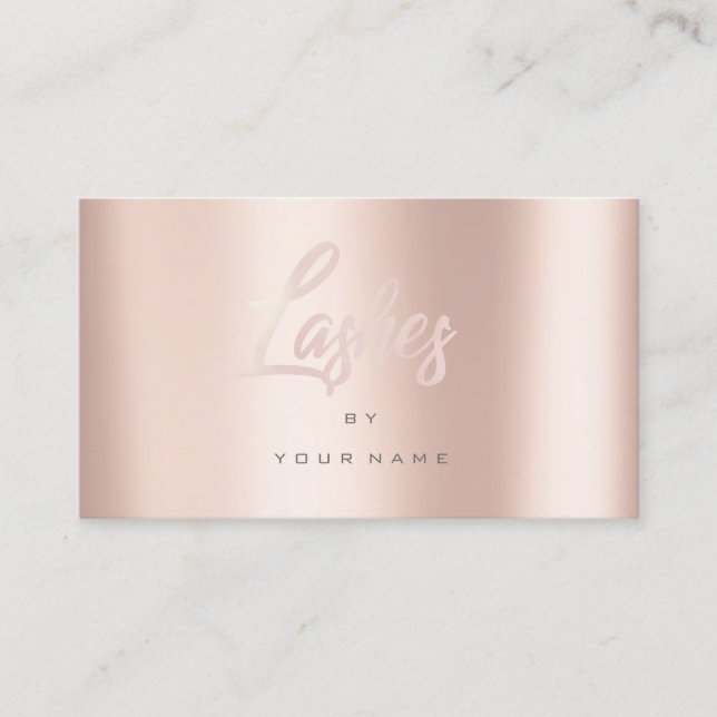 Tarjeta De Visita Lazas Rosa Rosa Oro Faux Typograph Makeup (Anverso)
