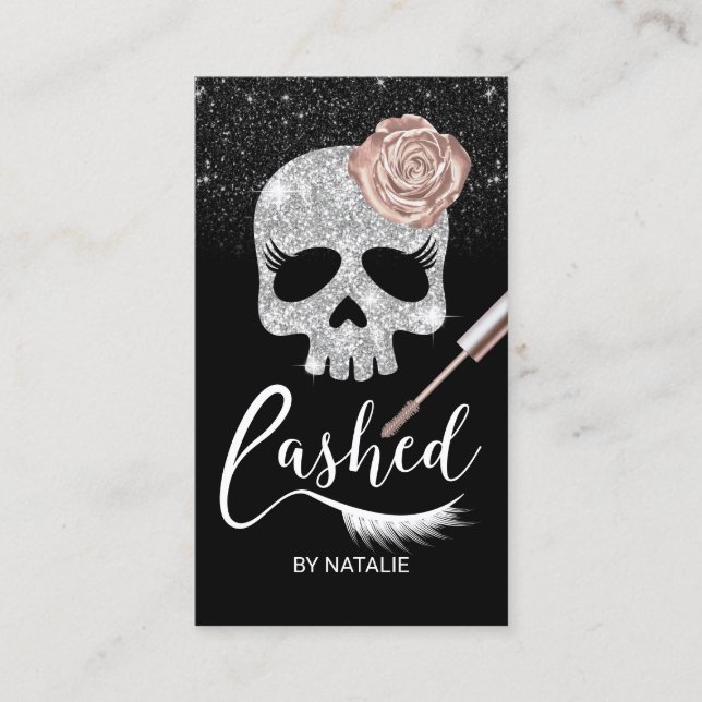 Tarjeta De Visita Lazas Skull Belleza Extensiones Eyelash Modernas (Anverso)
