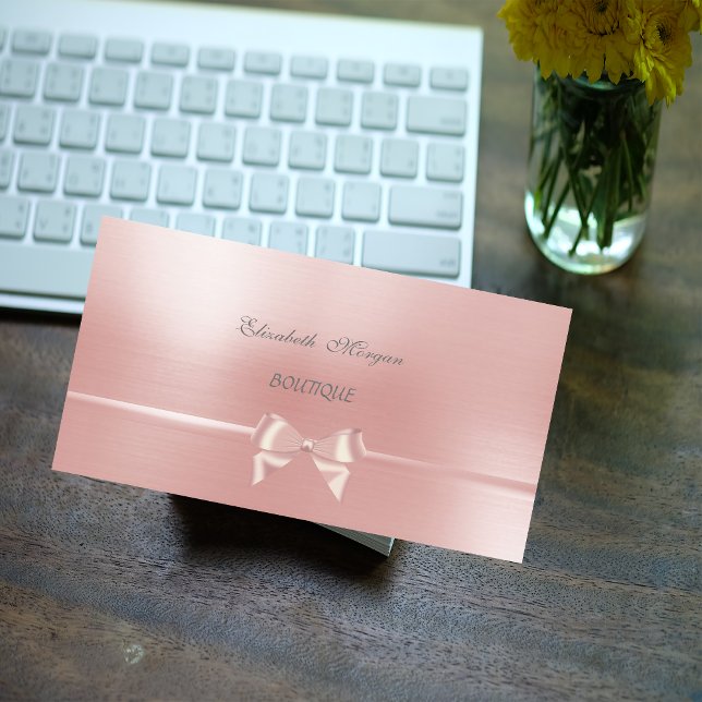 Tarjeta De Visita Lazo de cinta rosa elegante chic glamoroso (Subido por el creador)