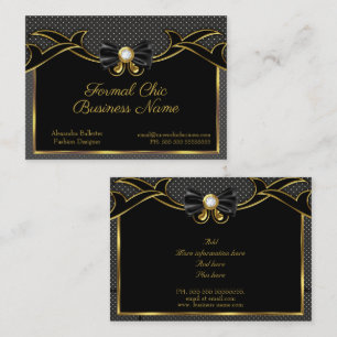 Tarjeta De Visita Lazo Elegante de Moda con Estilo Dorado con Lunare