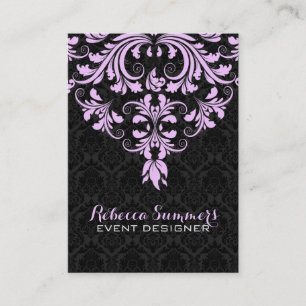 Tarjeta De Visita Lazo Floral Negro Y Lavender