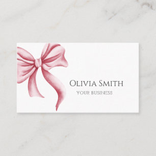 Tarjeta De Visita Lazo Rosa Simple y Elegante