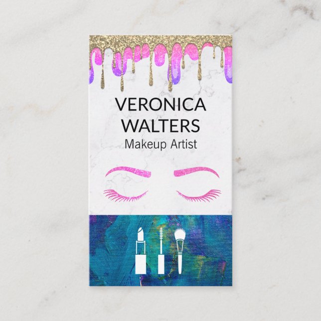 Tarjeta De Visita Lazos oculares | Purpurina Drip Makeup (Anverso)