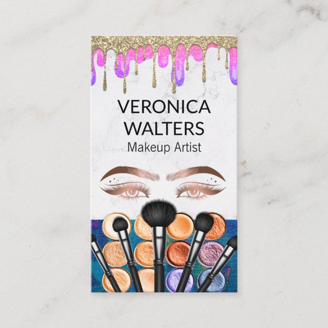 Tarjeta De Visita Lazos oculares | Purpurina Drip Makeup Beauty (Anverso)