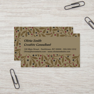 Tarjeta De Visita Leaf Berry Classic Colored Bonito Pattern Art