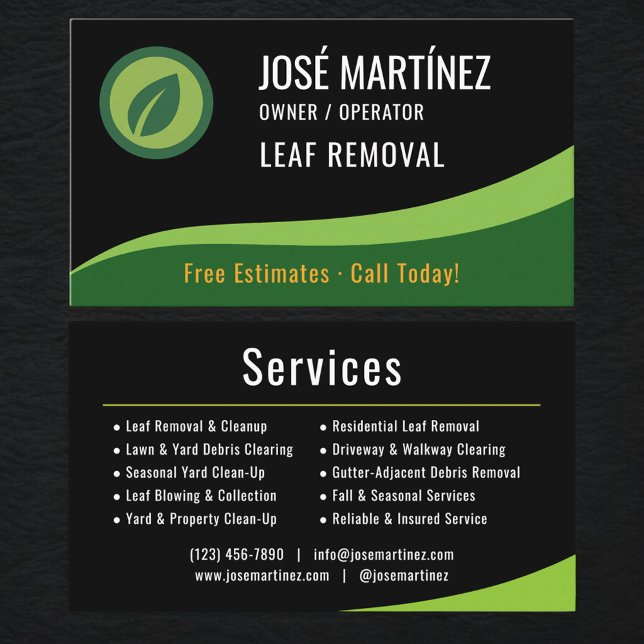 Tarjeta De Visita Leaf Removal Service (Subido por el creador)